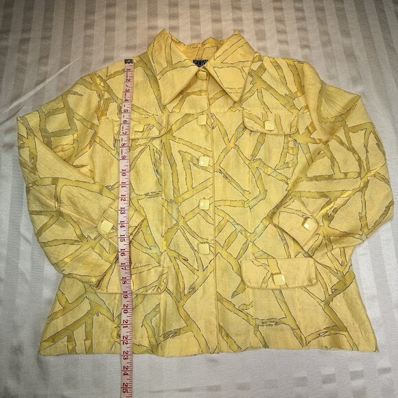 Clara Sun Woo Button Front Linen Blend Jacket Lightweight Sheer Sz XL - Picture 7 of 9